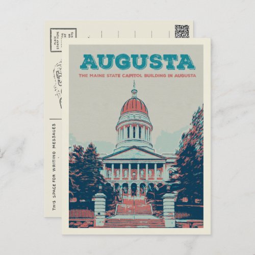 Augusta Maine state capitol illustration Postcard