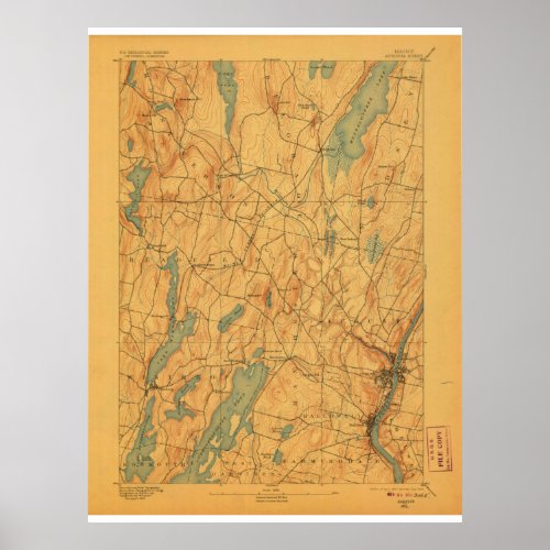 Augusta Maine Vintage Map 1894 Poster