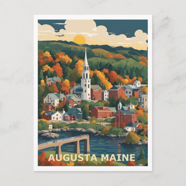 Augusta ME Graphic Art Design Postcard (Front)