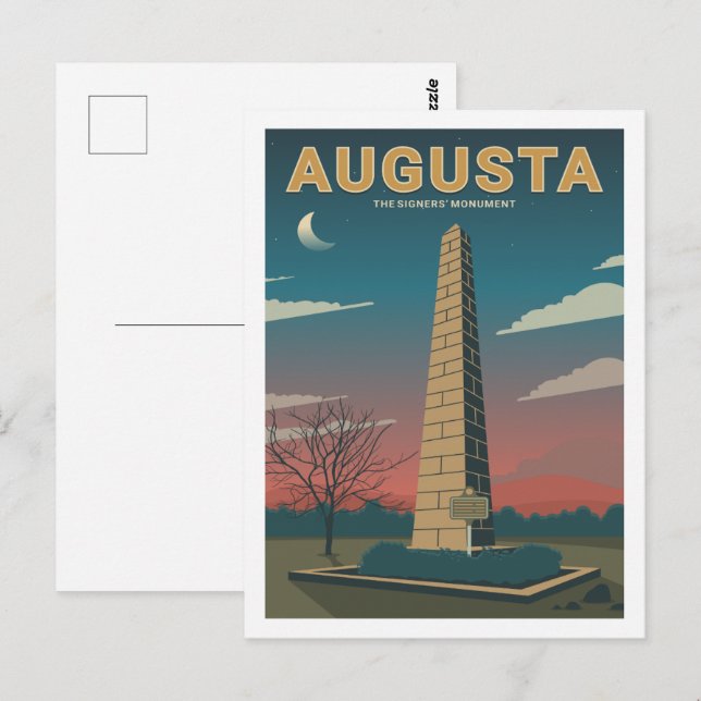 Augusta Monument Famous Travel Place Illustration Postcard (Front/Back)