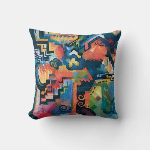 Auguste Macke _ Homage To Bach Abstract Modern Art Throw Pillow