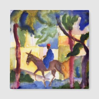 Auguste Macke Man on Burro Fine Art Magnet