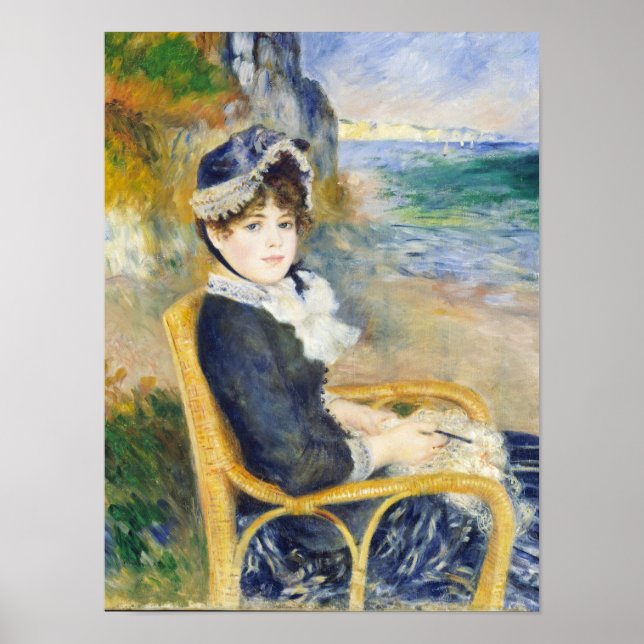 Auguste Renoir By The Seashore Woman Portrait Poster (Front)
