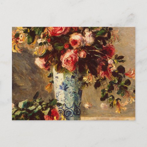 Auguste Renoir  Roses And Jasmine In A Delft Vase Postcard