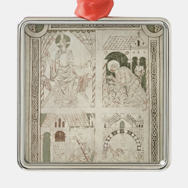 Augustine at the Feet of Christ & Scribe Metal Ornament (Front)
