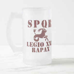 Augustus 21st Capricorn Roman Legion Frosted Glass Beer Mug