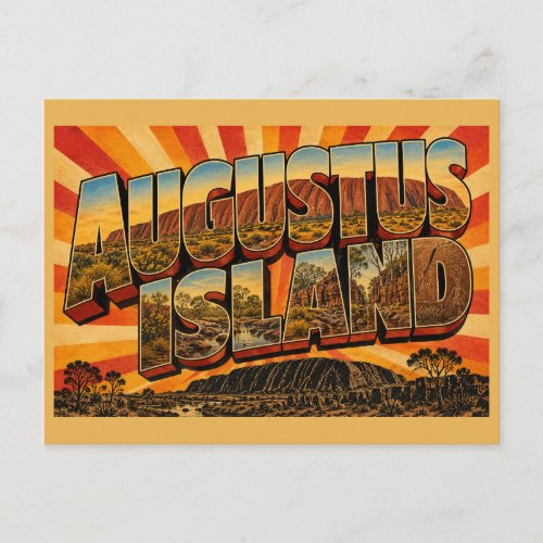 Augustus Island WA Vintage Travel Art Postcard