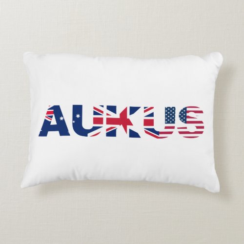 AUKUS AU UK US Security Pact Alliance Flags Accent Pillow