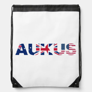 AUKUS AU UK US Security Pact Alliance Flags Drawstring Bag