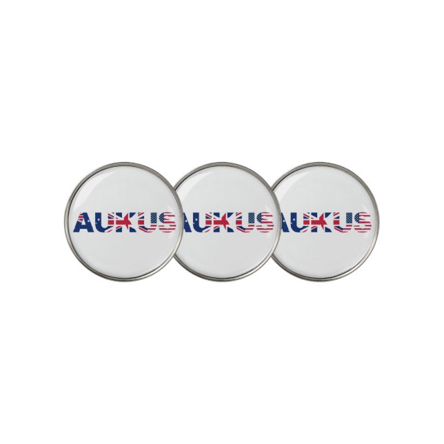 AUKUS AU UK US Security Pact Alliance Flags Golf Ball Marker (3 Up)