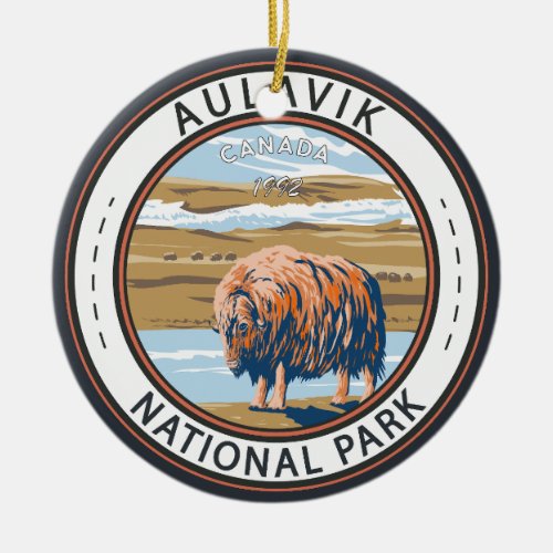 Aulavik National Park Canada Musk Ox Vintage Ceramic Ornament