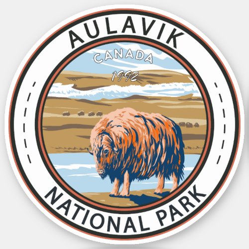 Aulavik National Park Canada Musk Ox Vintage Sticker