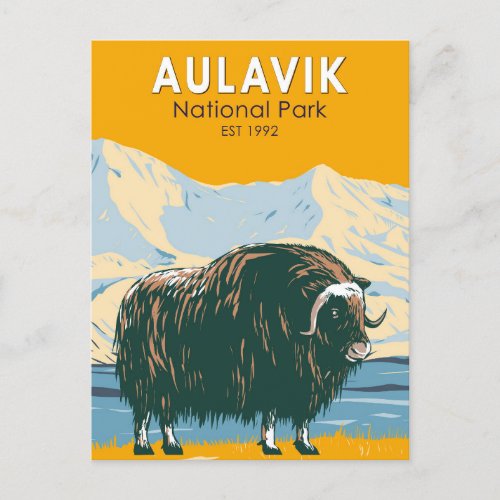 Aulavik National Park Canada Muskox Vintage Postcard