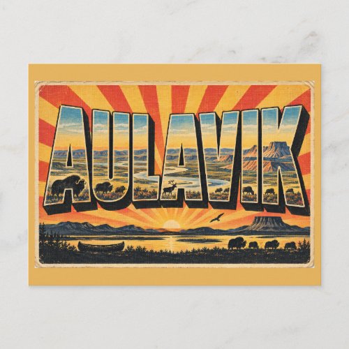 Aulavik NT Arctic River Tundra Wildlife Art Postcard