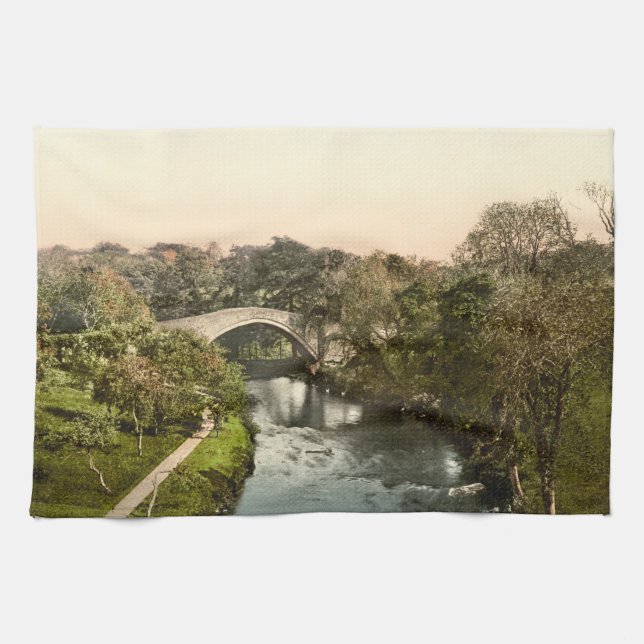 Auld Brig O'Doon, Ayr, Scotland Archival Print Kitchen Towel (Horizontal)