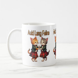 Auld Lang Feline Orange Cats Dancing Ceilidh Coffee Mug