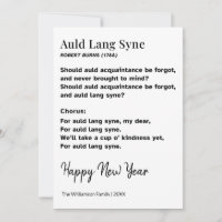 Auld Lang Syne Lyrics New Year Personalized