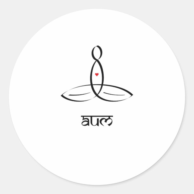 Aum - Black Design with Sanskrit style text Classic Round Sticker (Front)