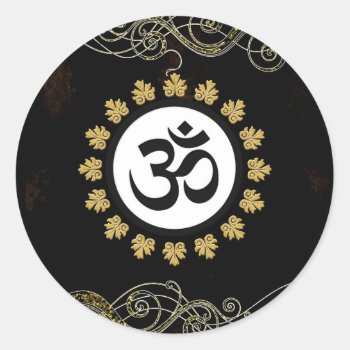Aum - Om - Hindu Sacred Symbol Classic Round Sticker by MagnoliaVintage at Zazzle