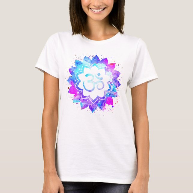 *~* AUM OM Symbol New Age Lotus Flower Mandala T-Shirt (Front)