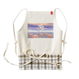 Aum - om upon waterlilies - 3D render Zazzle HEART Apron