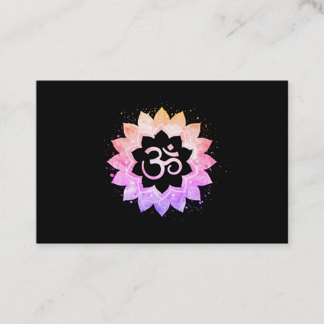 *~* Aum OMNew Age Lotus Flower Mandala Buddhist Business Card (Front)