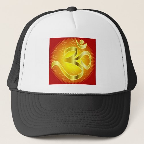 Aum or Om Symbol in yellows  reds Trucker Hat