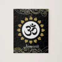 Golden Om symbol with quote Jigsaw Puzzle