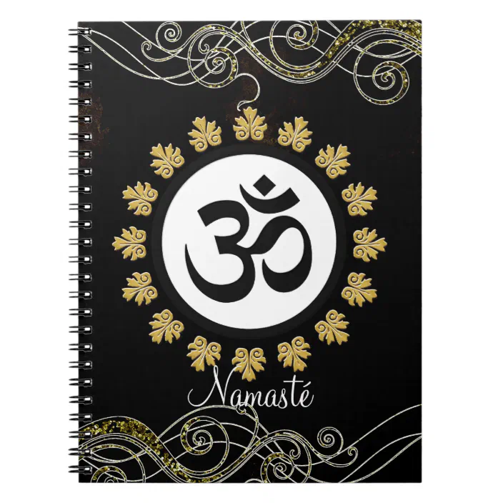 Aum Symbol Mantra Meditation Black And Gold Notebook Zazzle Com