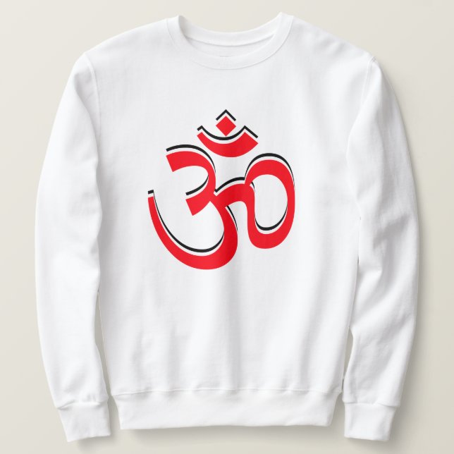 Aum Symbol Om Sign Logo Red White Black Sweatshirt (Design Front)