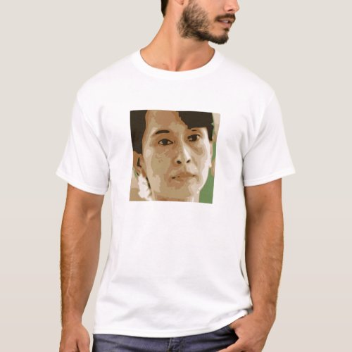 aung san suu kyi burma leader green black T_Shirt