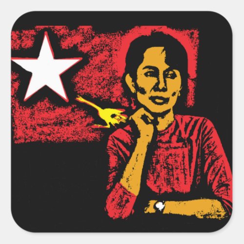 Aung San Suu Kyi Square Sticker