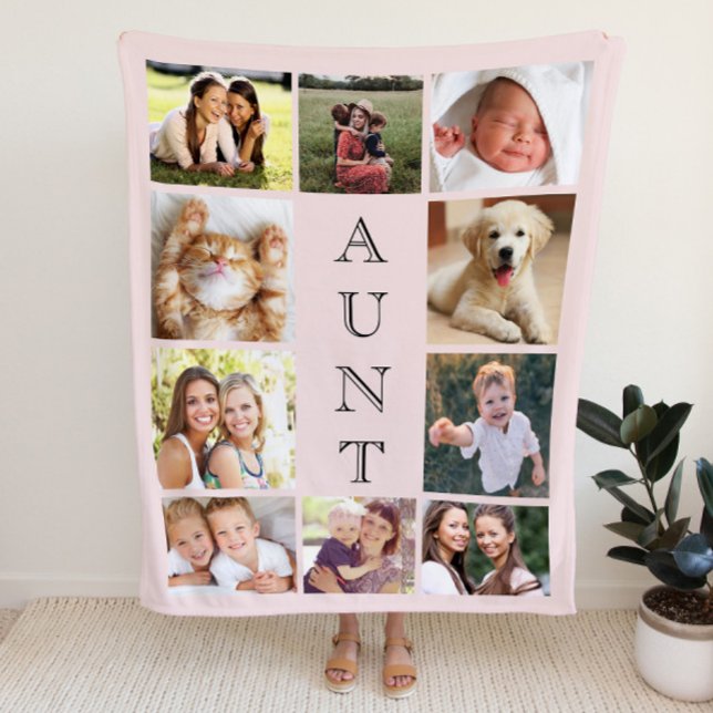 Aunt 10 Photo Collage Pink Sherpa Blanket (Creator Uploaded)
