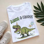 Aunt-a-saurus Dinosaur Theme Kids Birthday Party T-Shirt<br><div class="desc">This super cute Aunt-saurus women's unisex t-shirt, designed to match kid's birthday years 1-5, matching family dino designs, is the perfect Auntie tee to wear at your little one's fun Jurassic dinosaur theme birthday party - super cute family photo keepsake moment! Design features a roaring t-rex dinosaur cartoon wearing a...</div>