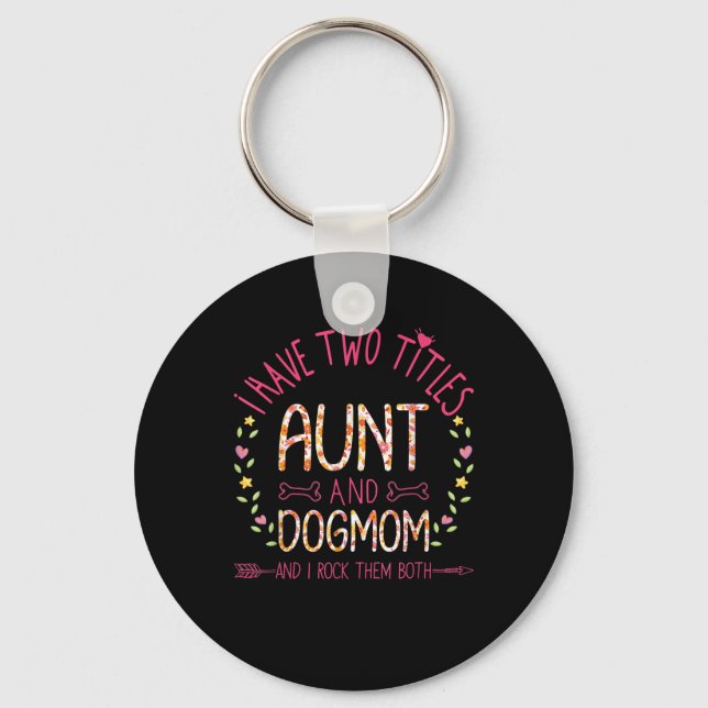 aunt and dog mom gifts  women sunflowers heart .pn keychain (Front)