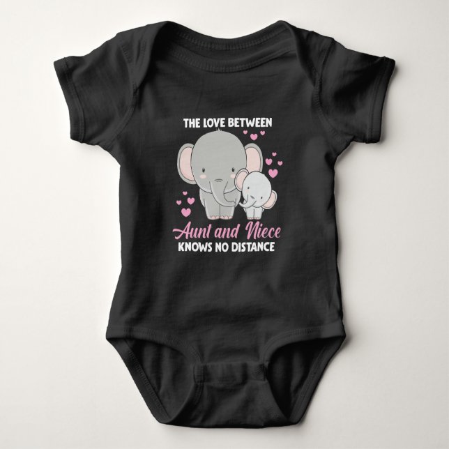 Aunt and Niece Love Auntie Family Elephant Hearts Baby Bodysuit (Front)