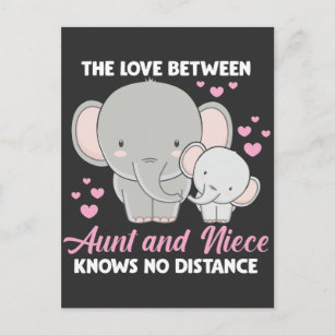 Aunt and Niece Love Auntie Family Elephant Hearts Postcard