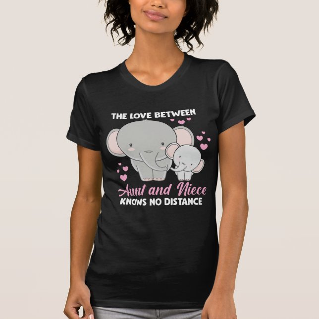 Aunt and Niece Love Auntie Family Elephant Hearts T-Shirt (Front)
