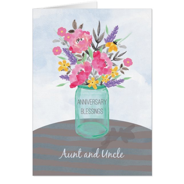 Aunt and Uncle Anniversary Blessings Jar Vase Cards (Front)