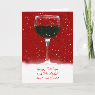 Aunt and Uncle Funny Wine Happy Holidays Card