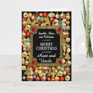 Aunt and Uncle Merry Christmas Ornaments Holiday Card