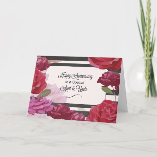 Aunt and Uncle Wedding Anniversary Rose Card