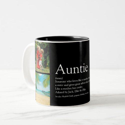 Aunt Auntie Definition 4 Photo Collage Modern Two_Tone Coffee Mug