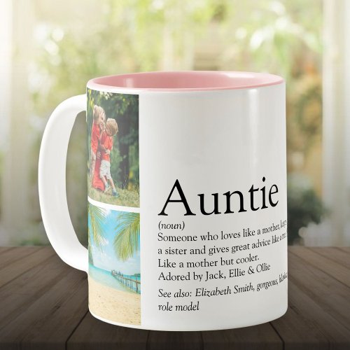 Aunt Auntie Definition 4 Photo Collage Two_Tone Coffee Mug
