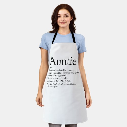 Aunt Auntie Definition Modern Black And White Apron