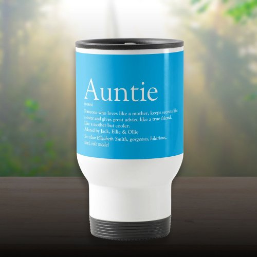 Aunt Auntie Definition Modern Cool Blue Travel Mug