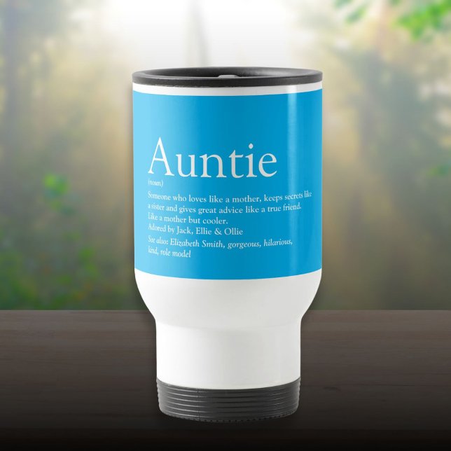 Aunt Auntie Definition Modern Cool Blue Travel Mug (Aunt Auntie Definition Modern Cool Blue Travel Mug)