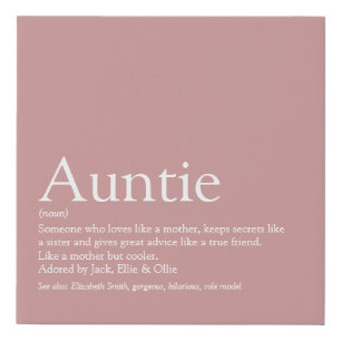Aunt Auntie Definition Modern Dusty Rose Pink Faux Canvas Print