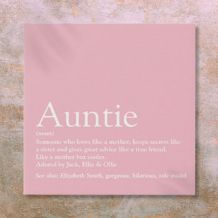 Aunt Auntie Definition Modern Girly Pink Fun Faux Canvas Print