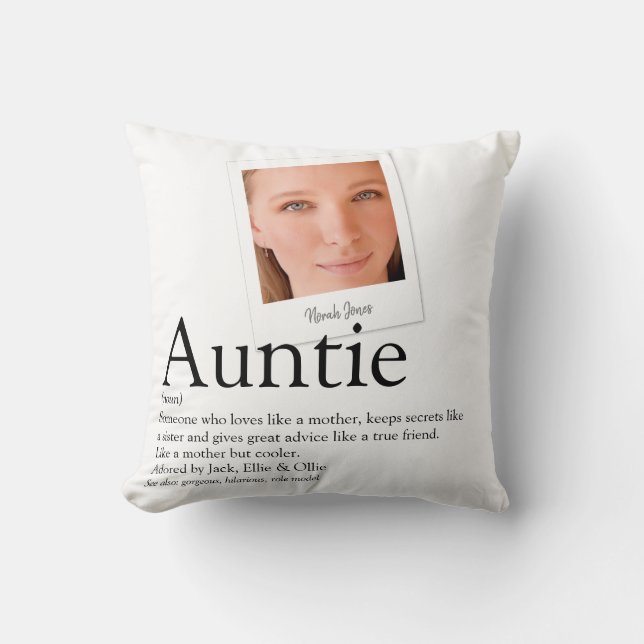 Aunt Auntie Definition Modern Photo Throw Pillow (Front)